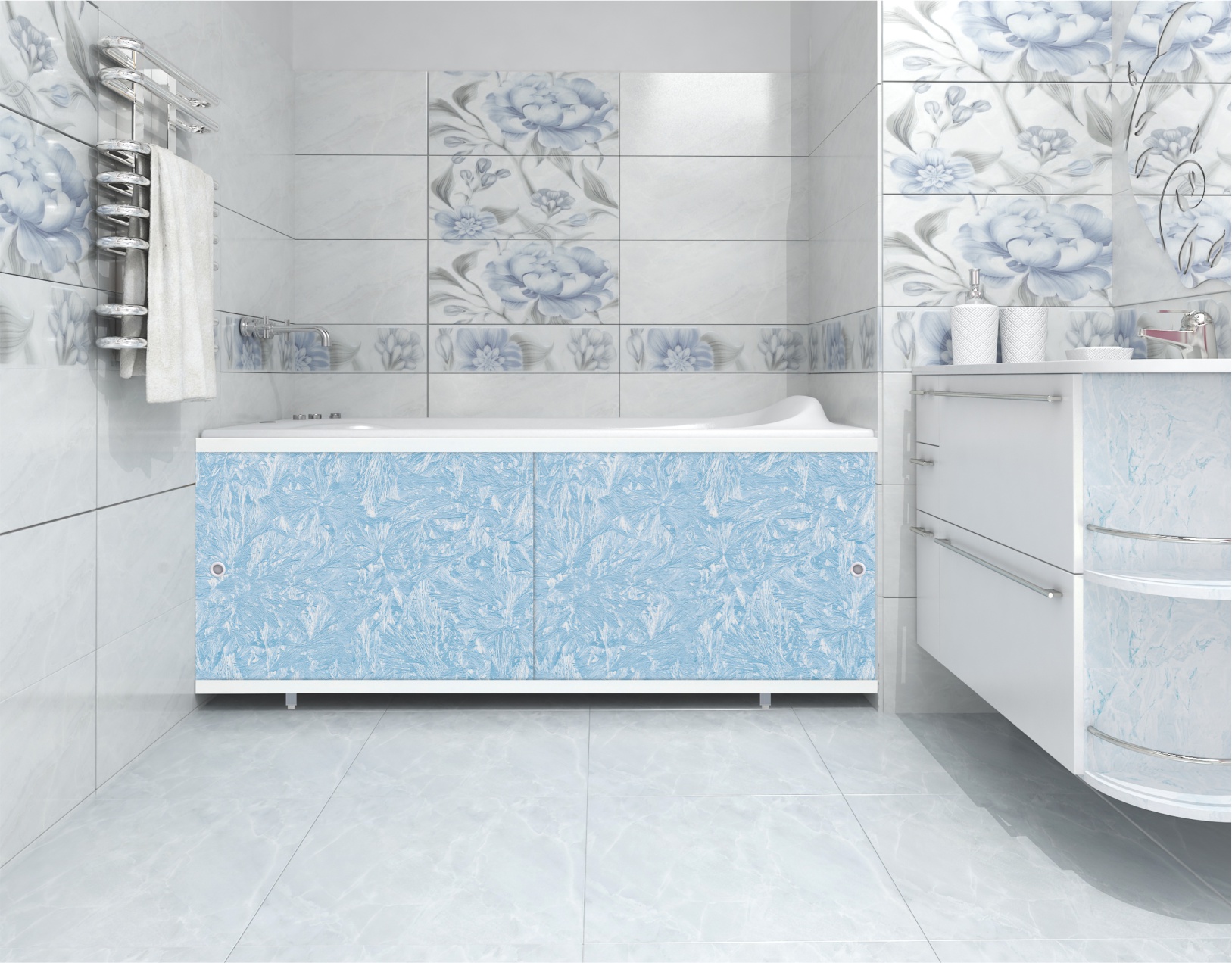 Экран п/в "Кварт" 1,68 голубой иней